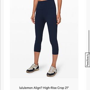 Navy blue Lululemon align 21 inch crop size 4